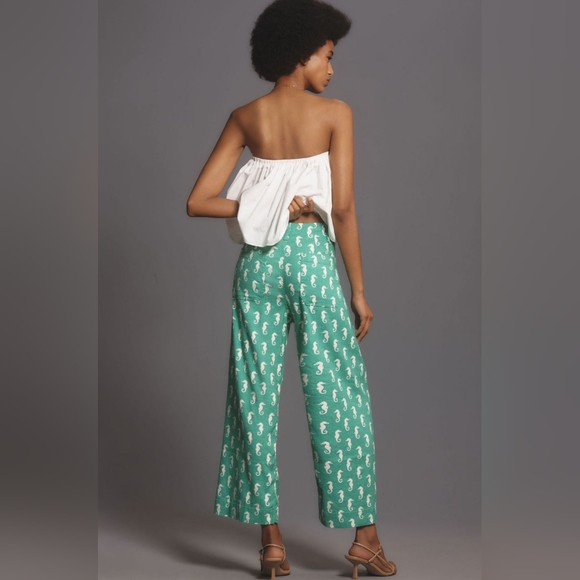 NWT Anthropologie The Colette Cropped Wide-Leg Pants by Maeve:Linen Edition - Picture 5 of 13